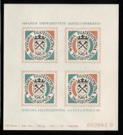 POLAND 1964 JAGELLONICA PHILATELIC EXPO S/S KRAKOW NHM 600 YEARS JAGELLONIAN UNIVERSITY CINDERELLA EDUCATION CREST - Autres & Non Classés