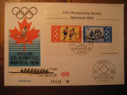 Bonn 1976 HOCKEY FIELD ROWING Olympic Games Olympics Montreal Canada Germany Block Fdc Cover - Hockey (Veld)