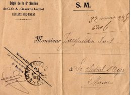 VP283 - MILITARIA - Lettre Du Dépot De La Section De C . O . A. Caserne Lochet / CHALONS SUR MARNE - Documenti