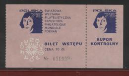 POLAND 1973 POLSKA 73 STAMP EXHIBITION EXPO COPERNICUS TICKET T1 ASTRONOMER ASTRONOMY - Otros & Sin Clasificación