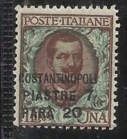 OCCUPAZIONI ITALIANE LEVANTE COSTANTINOPOLI 1922 7,20 PIASTRE SU 1 LIRA MH - European And Asian Offices