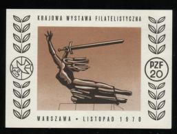 POLAND 1970 NATIONAL PHILATELIC EXPO WARSAW S/S NHM NIKE MONUMENT MYTHOLOGY DOVE CINDERELLA - Mitología