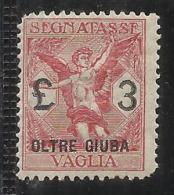 COLONIE ITALIANE OLTRE GIUBA 1925 SEGNATASSE PER VAGLIA LIRE 3 MLH  SIGNED FIRMATO - Oltre Giuba