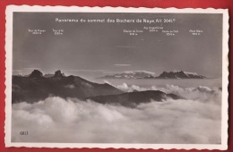 AVD-020 Panorama Du Sommet Des Rochers De Naye, Nappe De Brouillard, Dents Du Midi, Tour D'Ai, Mont-Blanc. Circulé. - Roche