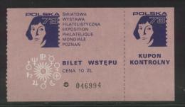 POLAND 1973 POLSKA 73 STAMP EXHIBITION EXPO COPERNICUS TICKET T2 ASTRONOMER ASTRONOMY - Autres & Non Classés