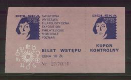 POLAND 1973 POLSKA 73 STAMP EXHIBITION EXPO COPERNICUS TICKET T3 ASTRONOMER ASTRONOMY - Altri & Non Classificati