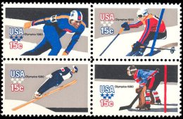 1980 USA Winter Olympic Games Stamps Sc#1795-98 1798b Sport Skating Skiing Ski Jump Ice Hockey - Hiver 1980: Lake Placid