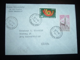 LETTRE POUR LA SUISSE TP EUROPA 0,50F + 0,90F OBL. 3-5-1973 MARSEILLE CINQ AVENUES (13 BOUCHES DU RHONE) - Covers & Documents