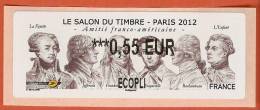 VIGNETTE LISA 2 - SALON TIMBRE 2012 - AMITIE FRANCO-AMERICAINE  - MENTION 0,55 EUR ECOPLI - NEUF - 2010-... Illustrated Franking Labels