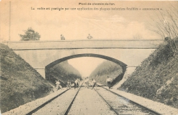 PONT DE CHEMIN DE FER LIGNE PARIS A MULHOUSE  CIE DE L'EST  PUBLICITE ANDERNACH A ANVIN PAS DE CALAIS - Opere D'Arte