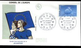 FDC 31/08/85 : Conseil De L'Europe "Année Internationale De La Jeunesse"(2 Enveloppes) - EU-Organe