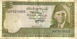 PAKISTAN 10 RUPEES GREEN MAN FRONT LANDSCAPE BACK 6 SIGN VARIETIES ND(1983-84 ) F P.39 READ DESCRIPTION !! - Pakistan