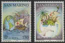 San Marino 1992 Mi 1508 /9 ** Egg-shaped Globe, Caravel + Caravel , Island Inside Broken Egg / Landung + Karte Route - 1992