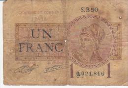 CHAMBRE DES COMMERCES UN FRANC Juillet 1922 (occasion) - Chamber Of Commerce