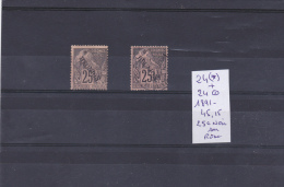 TIMBRES DE LA REUNION  N R 24(*) + ° 2 PIECES 1891  25C NOIR SUR ROSE  COTE 45.15€ - Neufs