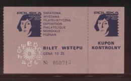 POLAND 1973 POLSKA 73 STAMP EXHIBITION EXPO COPERNICUS TICKET T5 ASTRONOMER ASTRONOMY - Sonstige & Ohne Zuordnung