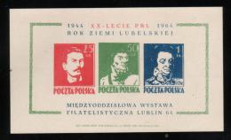 POLAND 1964 20 YEARS PEOPLE´S REPUBLIC LUBLIN REGION PHILATELIC EXPO S/S T1 NHM TRAUGUTT KOSCIUSZKO PULASKI CINDERELLA - Altri & Non Classificati