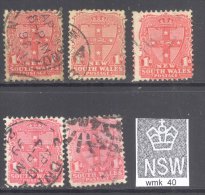 NEW SOUTH WALES, 1897 1d (various Shades And Perfs) VFU (wmk SG40) - Oblitérés