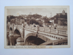 TORINO MONUMENTALE PONTE UMBERTO I E MONTE CAPPUCCINI Animata Auto- FP- VIAGGIATA 1938 (pie2216 - Pontes