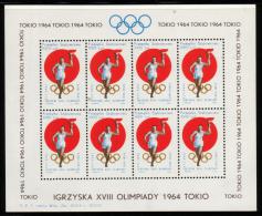 POLAND 1964 TOKYO OLYMPICS S/S NHM GLIDER MAIL CINDERELLA RUNNER TORCH OLYMPIC GAMES ATHLETICS - Planeadores
