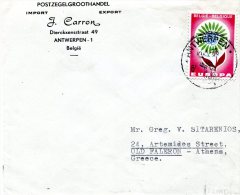 Belgium/Greece-Cover Posted  From Import-Export Co./ Antwerp [13.1.1966, Tran. Athens 15.1, Ar. 17.1] To Palaion Faliron - Buste