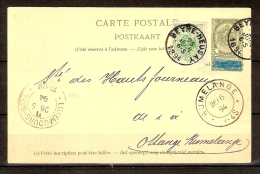 Postkaart Met Nr. 45 Verstuurd Uit BEYNE-HEUSAY Naar RUMELANGE (LUXEMBURG) Dd. 25/6/1894 ! LUXE ! - 1869-1888 Leone Coricato