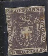 ANTICHI STATI ITALIANI ASI 1860 TOSCANA GOVERNO PROVVISORIO 1 CENTESIMO VIOLETTO CHIARO SU GRIGIO NG - Toskana