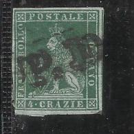 ANTICHI STATI ITALIANI ASI 1851 - 1852 TOSCANA 4 CRAZIE VERDE SU GRIGIO ANNULLATO USED - Tuscany