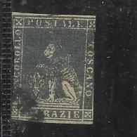 ANTICHI STATI ITALIANI ASI 1851 - 1852 TOSCANA 4 CRAZIE VERDE SCURO SU GRIGIO ANNULLATO USED - Toscane