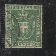 ANTICHI STATI ITALIANI ASI 1860 TOSCANA GOVERNO PROVVISORIO 5 CENTESIMI VERDE ANNULLATO USED - Toskana