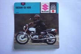 Transports - Sports Moto - Carte Fiche Moto -  Suzuki Gs 400  - 1978 ( Description Au Dos De La Carte ) - Motociclismo