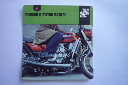 Transports - Sports Moto - Carte Fiche Moto -  Suzuki - Moteur à Piston Rotatif ( Description Au Dos De La Carte ) - Sport Moto