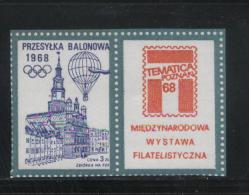 POLAND 1968 BALLOON POST TEMATICA 68 PHILATELIC EXPO LABELS T2 NHM CINDERELLA BALLOONS MEXICO OLYMPICS OLYMPIC GAMES - Balloons