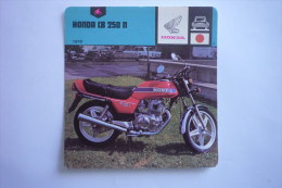 Transports - Sports Moto - Carte Fiche Moto -  Honda Cb 250 N - 1978 ( Description Au Dos De La Carte ) - Motorradsport