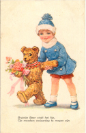 Teddy Bear  Bär  Enfant  Flowers   Illustrateur   Old  Postcard  Cpa. 1937 - Ours