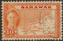 SARAWAK 1950 10c Orange SG 177 U ZC264 - Sarawak (...-1963)