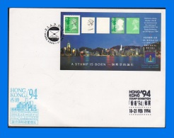 HK 1994-0001, Stamp Exhibition Souvenir Card With MS - Hong Kong ´94 Exhibition Postmark (2 Scans) - Maximumkarten