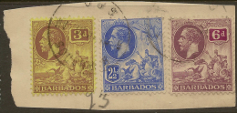 BARBADOS 1912 KGV On Piece SG 174/5, 177 U ZC362 - Barbades (...-1966)