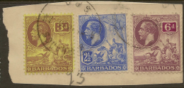 BARBADOS 1912 KGV On Piece SG 174/5, 177 U ZC362 - Barbados (...-1966)