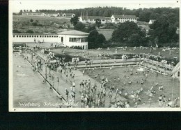 Wolfsburg Luftbildaufnahme Schwimmbad Freibad Sw Kleinformat 1.8.1955 VW Stempel - Wolfsburg