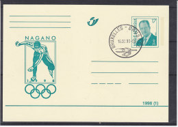 Jeux Olympiques - Nagano 1998 - Patinage  - Belgique - Entier Postal De 1998 - Loupe - Pince - Hiver 1998: Nagano