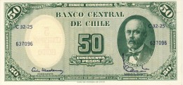 BILLET # CHILI # 1961 # PICK 98 # CINQ CENTIME D'ESCUDO SUR CINQUANTE PESOS # NEUF # - Chile