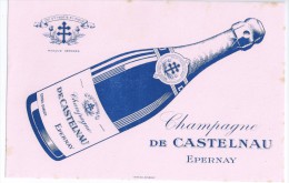 BUVARD  - Champagne  "  De  CASTELNAU  "  Epernay  ( 51 )  Fond  ROSE   -   Ft  =  21 Cm  X 13.5 Cm - Champagne - Ardenne