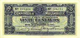 PORTUGUESE MOZAMBIQUE 20 CENTAVOS GREEN EMBLEM FRONT & BACK DATED 25-11-1933 -O/D 05-11-1942 UNC P? READ DESCRIPTION!! - Moçambique