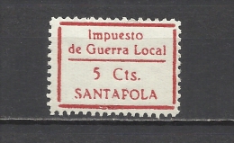 992-SELLO LOCAL NUEVO MNH ** ESPAÑA SANTA POLA ALICANTE.IMPUESTO GUERRA LOCAL.BORDE DE HOJA.ESPAÑA SELLOS Y VIÑETAS GUE - Emisiones Repúblicanas