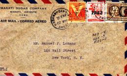 G)1942CUBA,AMBULANTE HABANA Y SANTIAGO STRIKE, OPA, COMERCIAL COVER CIRCULATED TO N.Y. USA, XF - Covers & Documents