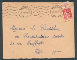Paix 50c Rouge Type II Avec Pub Valisère Sur Lettre D'Asnières Pour Paris - Lettres & Documents