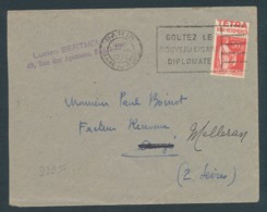Paix 50c Rouge Type II Avec Pub Tétra Sur Lettre De Paris Pour Melleran (Deux-Sèvres) - Cartas & Documentos