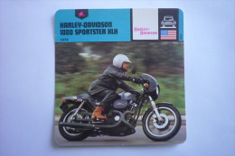 Transports - Sports Moto - Carte Fiche Moto - Harley-davidson 1000 Sportster Xlh - 1978 ( Description Au Dos - Motorradsport