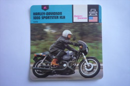Transports - Sports Moto - Carte Fiche Moto - Harley-davidson 1000 Sportster Xlh - 1978 ( Description Au Dos - Motociclismo